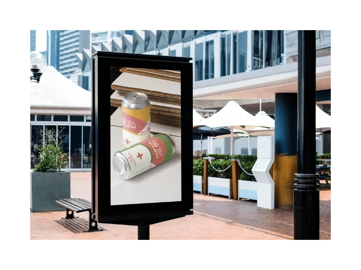Outdoor product advertising screen mockup.